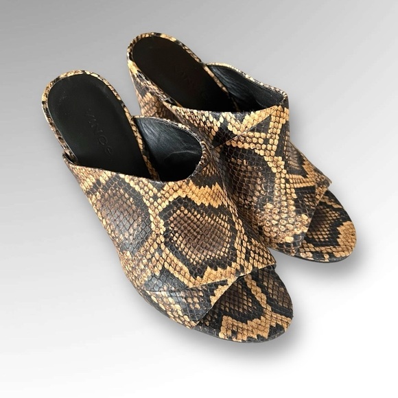 Vince Shoes - Vince Heath Cross Strap Snake Leather Mule.